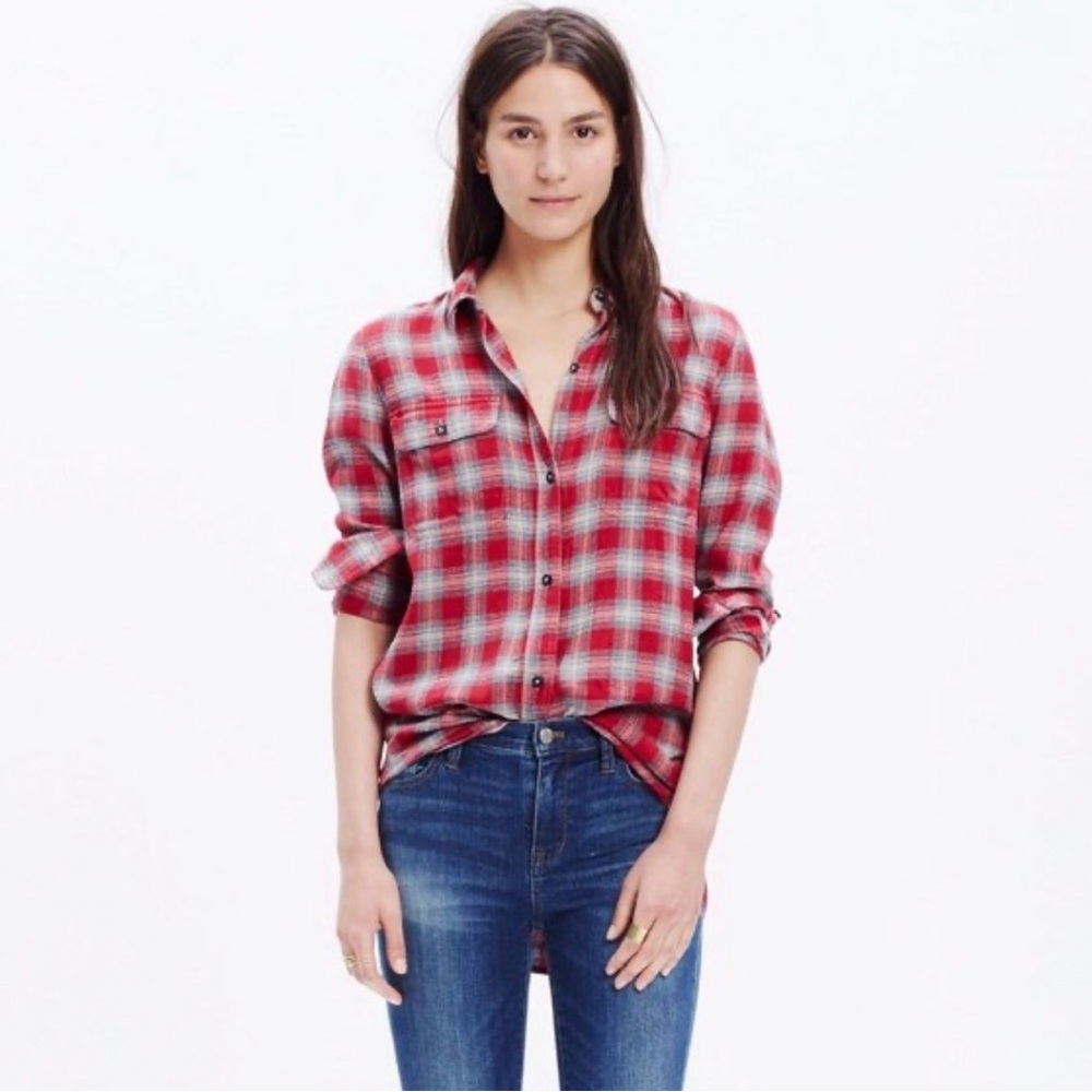 Plaid Button-Up Shirt - Red